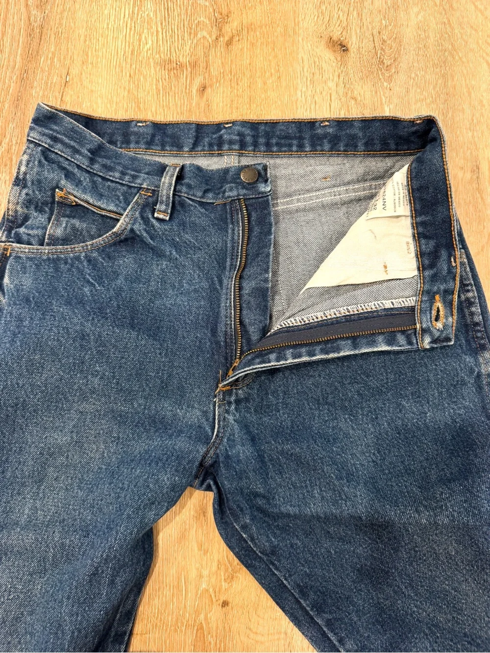 Vintage Rustler 90s Men's Dark Blue Straight-Leg Jeans